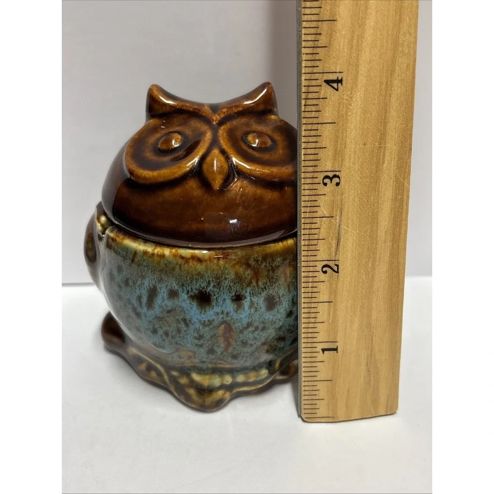 Owl Ceramic Ashtray Fairy Garden glazed glossy finish 4 inches tall K Cool brand